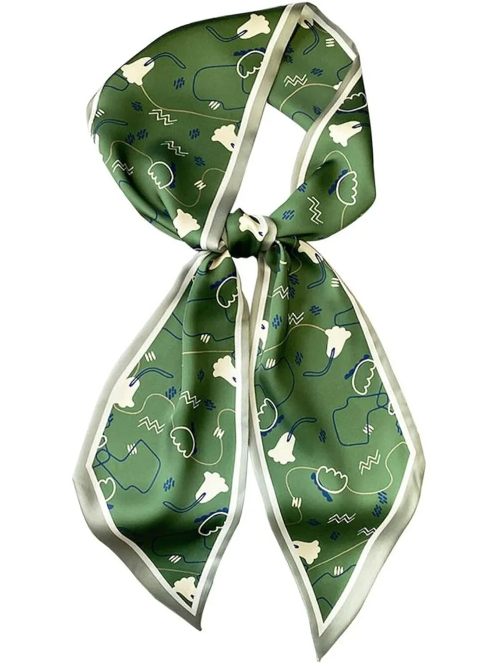 Women's Green Straps Stylish Satin Headscarf Wrap Lightweight Scarves Scarf